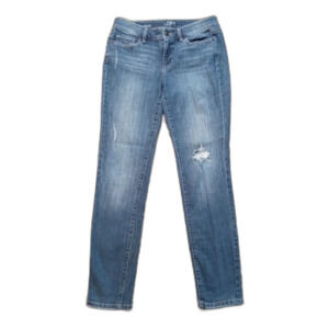 LOFT 6 Women's Modern Skinny Distressed Mid Rise Denim Stretch Jeans